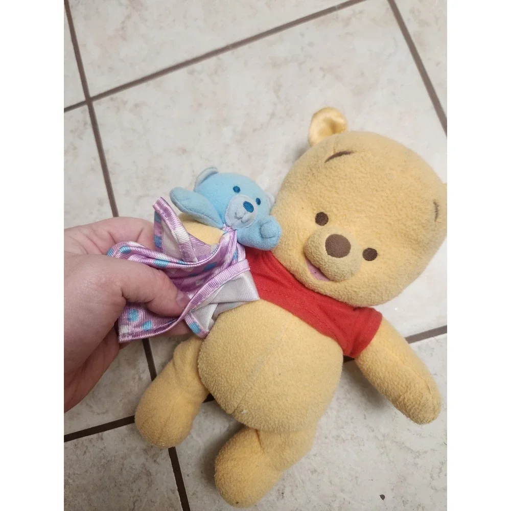 vintage Disney Winnie the Pooh Plush with‎ Blue Bear and Purple Security Blanket